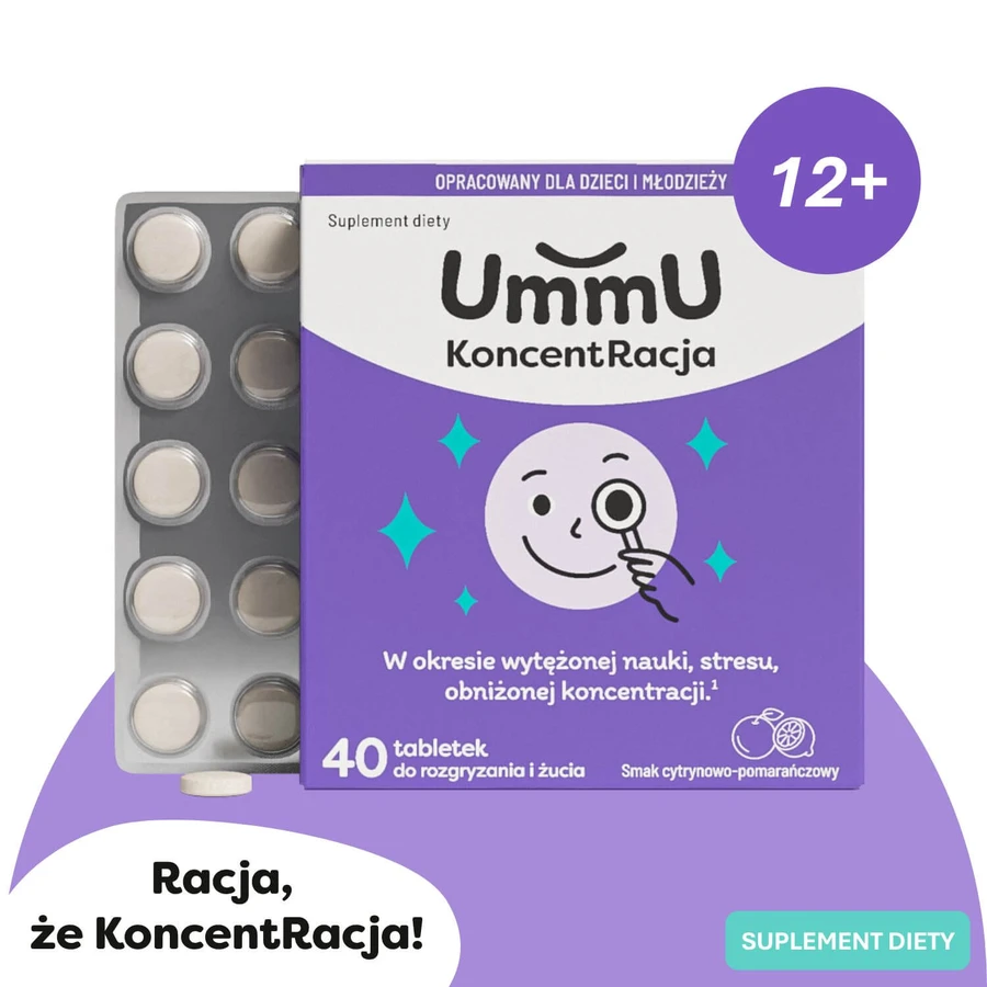 UmmU Concentración, para niños a partir de 12 años, 40 comprimidos