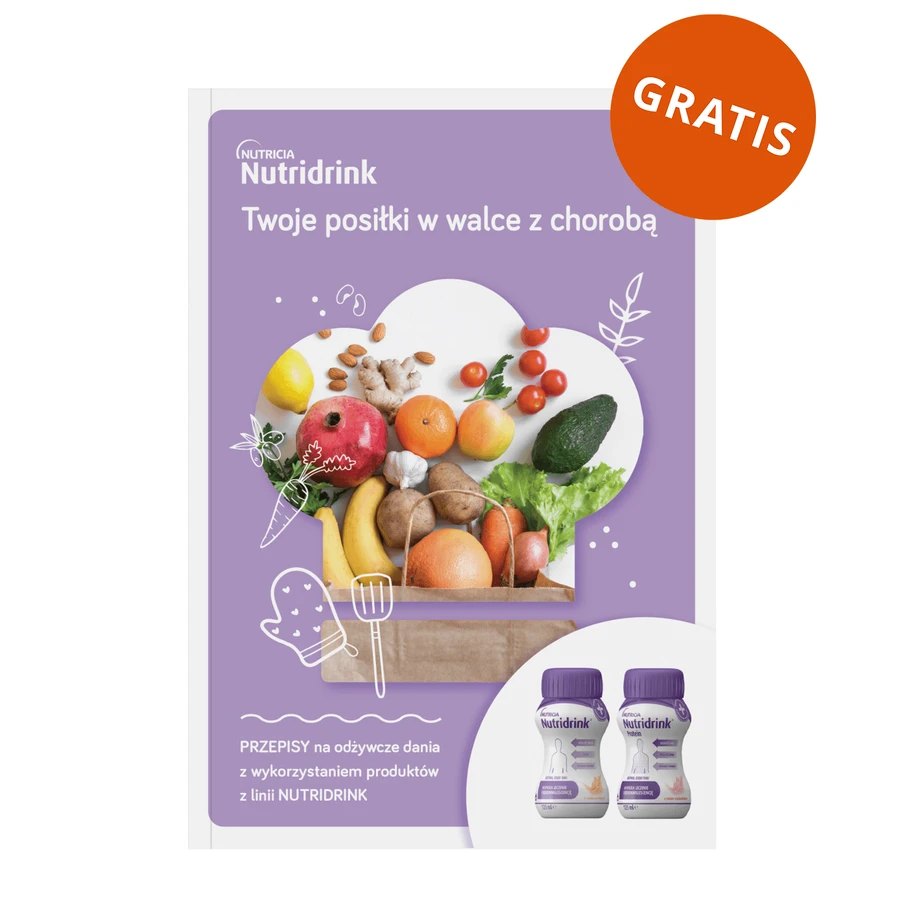 Set Nutridrink Protein Omega 3, Nährstoffpräparat, knackiger Erdbeer-Himbeergeschmack, 8 x 125 ml + Rezeptheft gratis