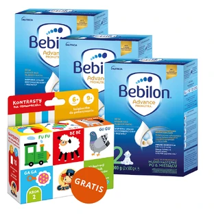 Set Bebilon Advance Pronutra 2, Folgemilch, ab 6 Monaten, 3 x 1000 g + CzuCzu Contrasts on a string, Babybuch, 6-9 Monate gratis