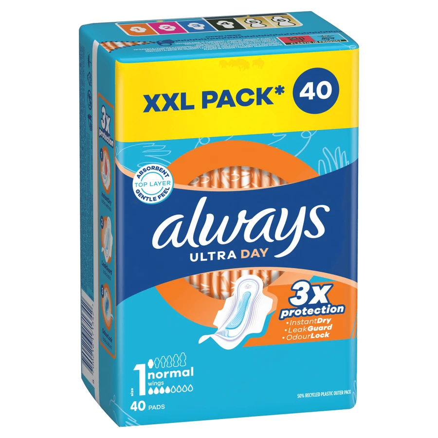 Always Ultra Day, Damenbinden mit Flügeln, Normal, 40 Stück