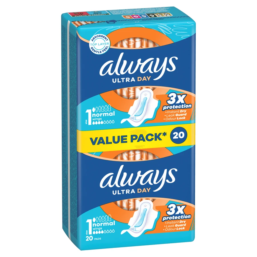 Always Ultra Day, compresas con alas, Normal, 20 uds.
