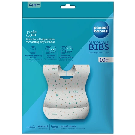 Canpol Babies, waterproof disposable bibs with pocket, 10 pieces
