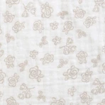 BabyMatex, mousseline deken met elastiek 60 cm x 120 cm, mousseline dessin, wit met roosjes
