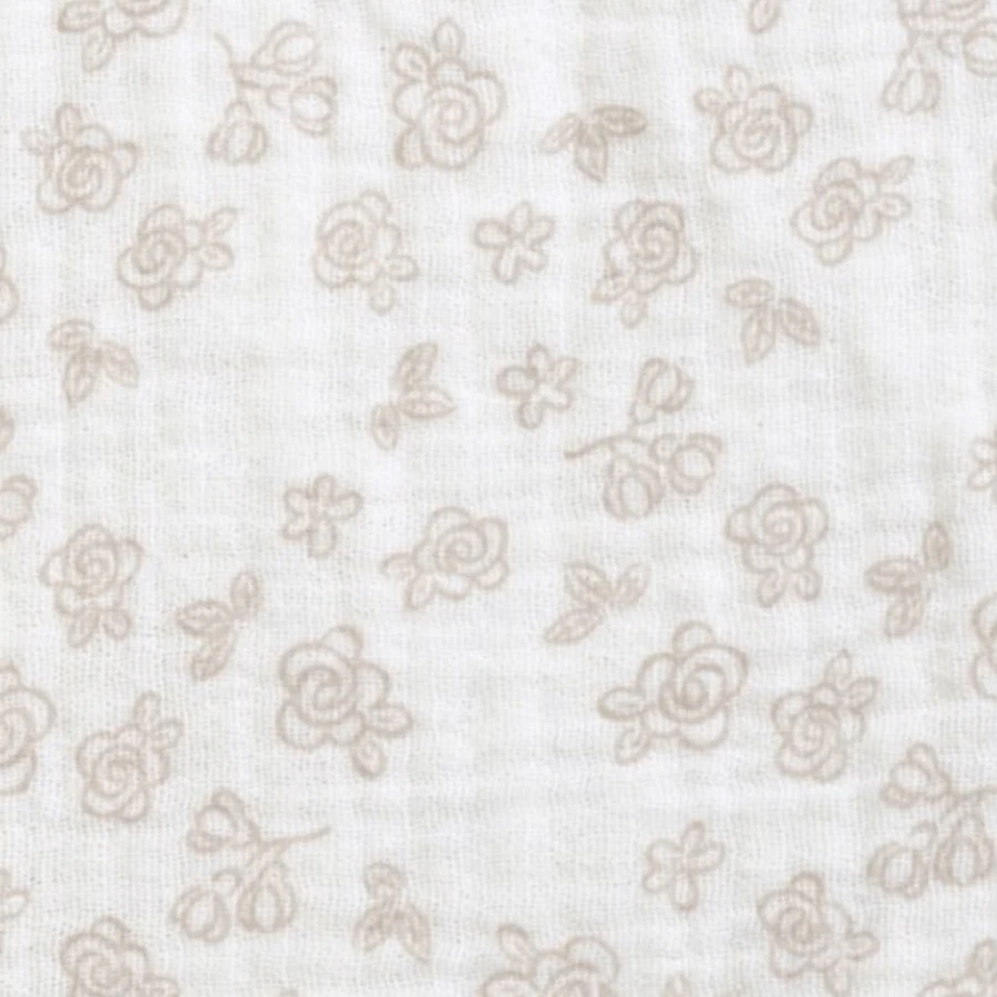 BabyMatex, mousseline deken met elastiek 60 cm x 120 cm, mousseline dessin, wit met roosjes