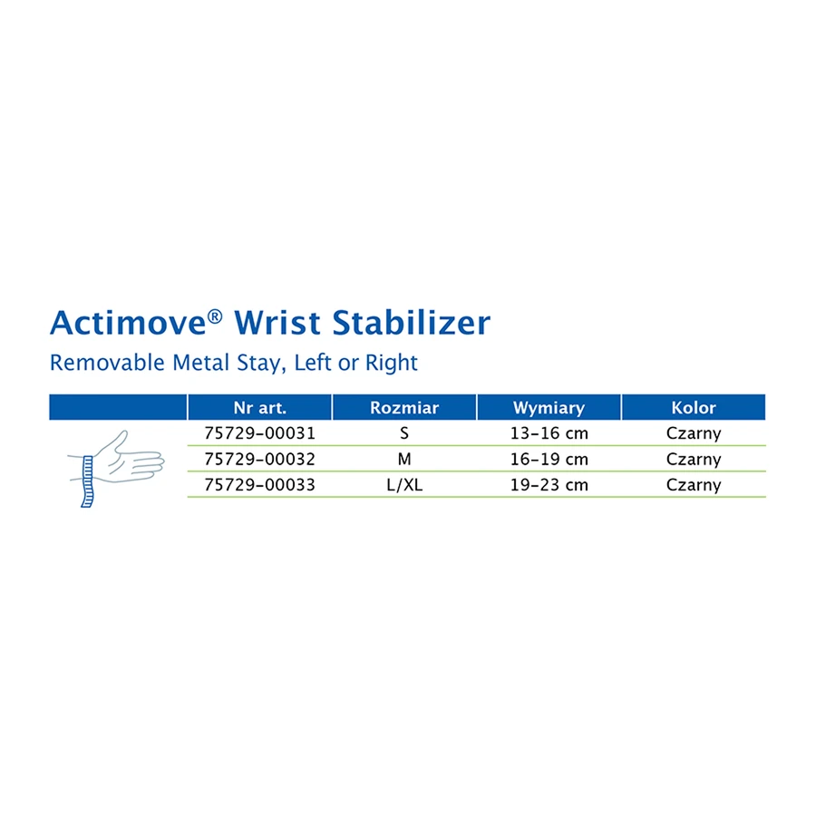 Actimove Sports Edition, orteza stabilizująca nadgarstek lewy lub prawy, z szyną, czarna, rozmiar M: ceny i cechy