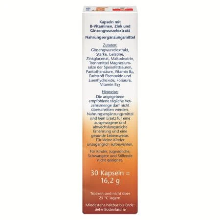 Ginseng + Vitamin B + Zinc, 30 capsules, Doppelherz