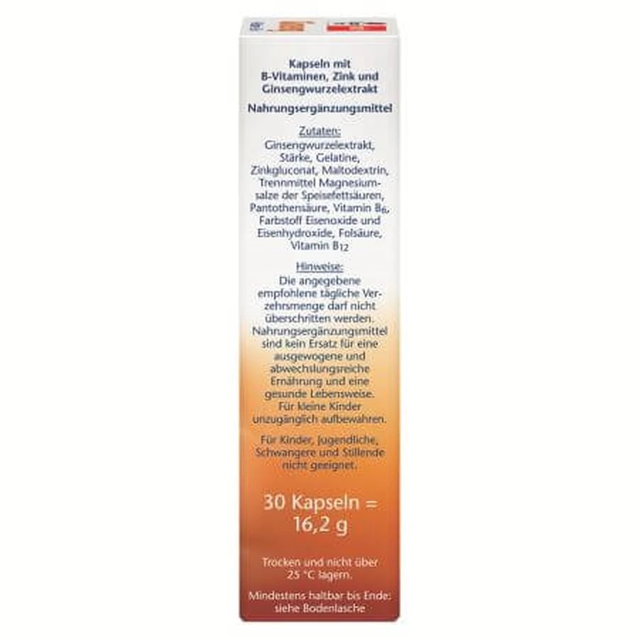 Ginseng + Vitamin B + Zinc, 30 capsules, Doppelherz