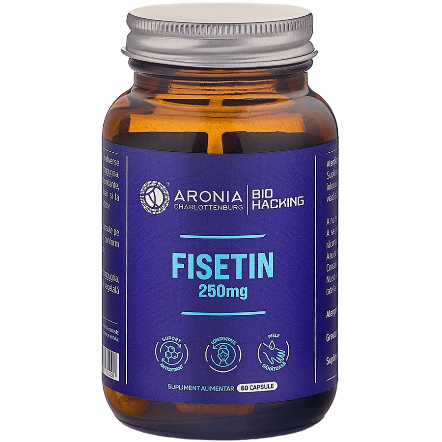 Fisetin 250 mg — 60 capsule cu beneficii pentru longevitate, creier, piele și energie | Bio Hacking