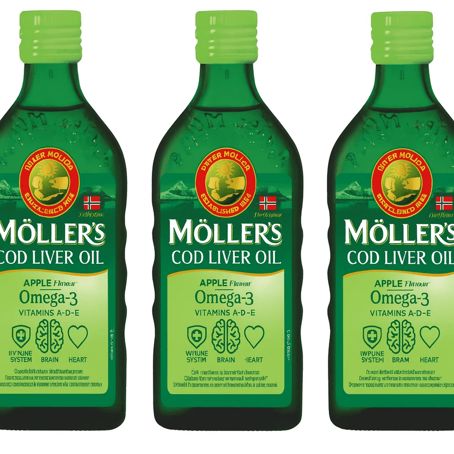 Möller's Omega-3 Levertraan, appelsmaak, 3x250 ml, Möller's