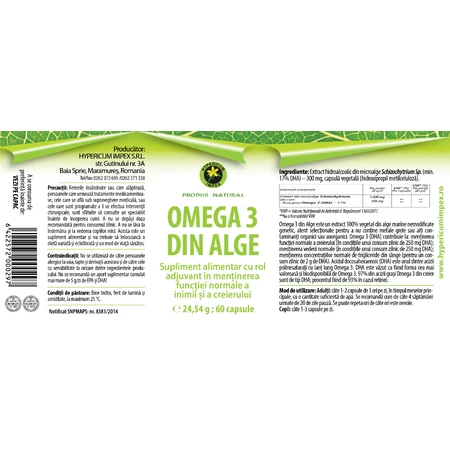 Omega 3 capsules from algae, 60 capsules