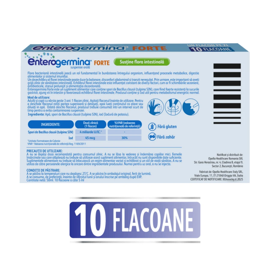 Enterogermina Forte 3x10 Fläschchen x 5 ml Suspension zum Einnehmen, Sanofi