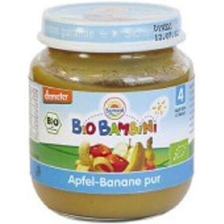 Piure Bio de mere si banane Bio Bambini, +4luni, 125 g, Sunval