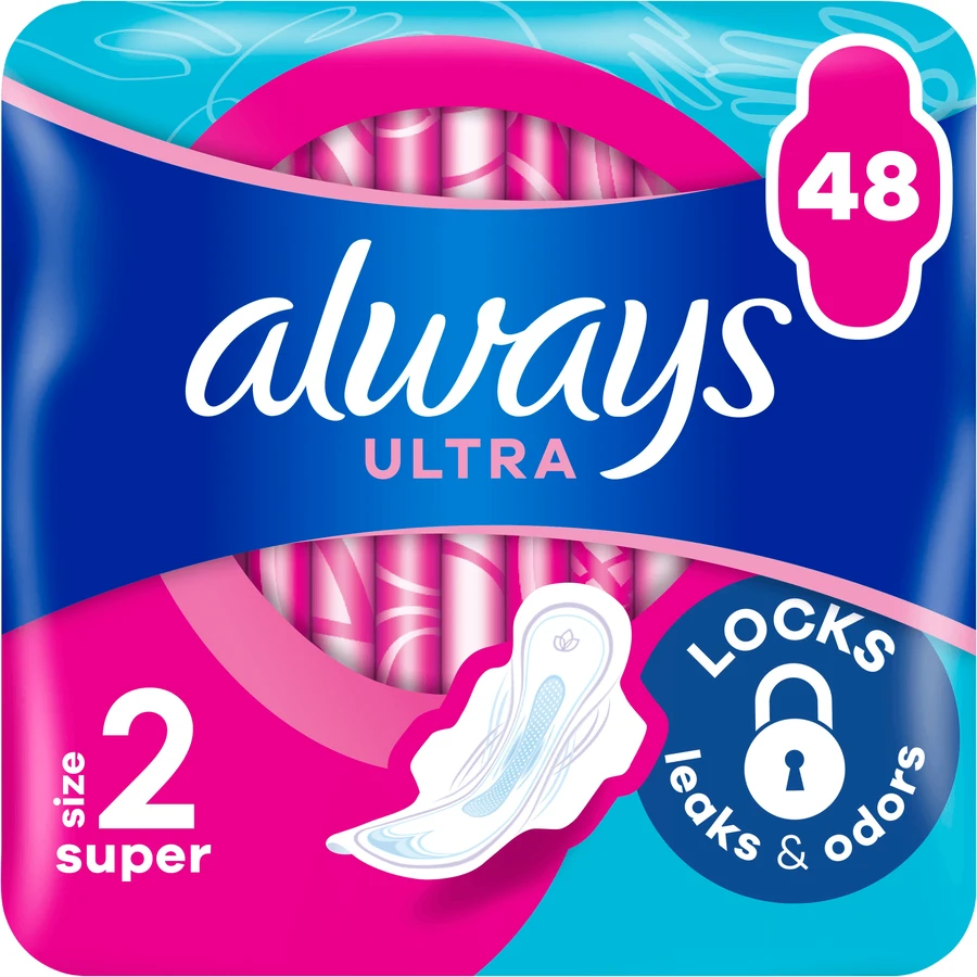 Always Ultra Super Sanitary Pads (size 2) with wings 48 pcs