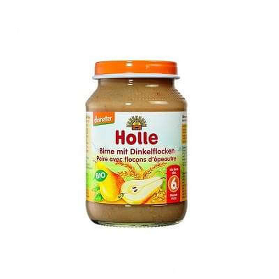 Piure Bio de pere și fulgi de grâu spelt, 6 luni, 190 g, Holle Baby Food