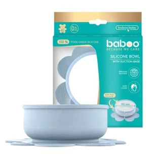 Silicone bowl with suction cup, Blue, 6 months+, Baboo