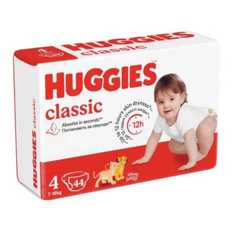 Changing Diapers Classic Jumbo, No. 4, 7-18 kg, 44 pcs, Huggies
