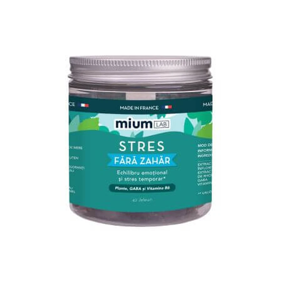 Gelee-Kräuter, GABA und Vitamin B6, Stress, 42 Stück, Mium Lab