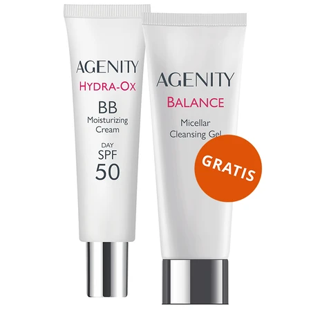 Agenity Hydra-Ox, cremă hidratantă BB, SPF 50, 10 bej deschis, 30 ml + gel micelar de curățare, 40 ml gratuit
