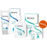 Dermena Haarverzorgingsset, haarversterkende conditioner, 200 ml + shampoo voor vet haar, 200 ml + haargroeistimulerend serum, 50 ml gratis