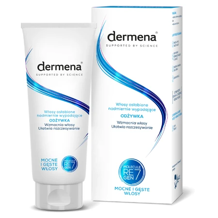 Set de îngrijire a părului Dermena, balsam pentru întărirea părului, 200 ml + șampon pentru păr gras, 200 ml + ser stimulator al creșterii părului, 50 ml gratuit