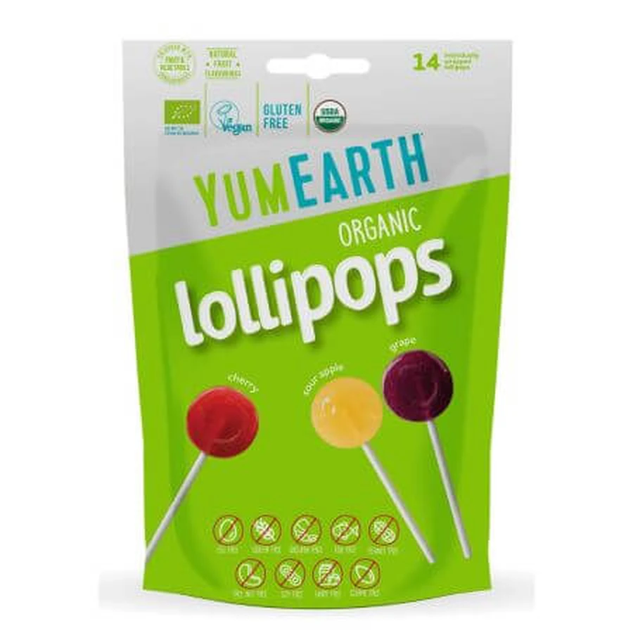 Organic lollipop mix, 14 pieces, YumEarth