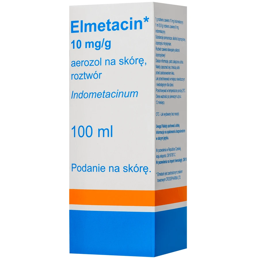 Elmetacin 10 mg/g, aérosol pour usage externe sur la peau, solution, 100 ml (importation parallèle)