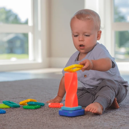 Sassy, jouet sensoriel, tour de blocs torsadés, à partir de 12 mois, 1 pièce