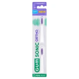 GUM Sonic Ortho, replacement tips for sonic toothbrush, 2 pieces