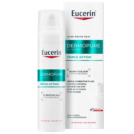 Eucerin DermoPure Clinical Triple Action, sérum de triple acción para pieles grasas y con tendencia acneica, 40 ml