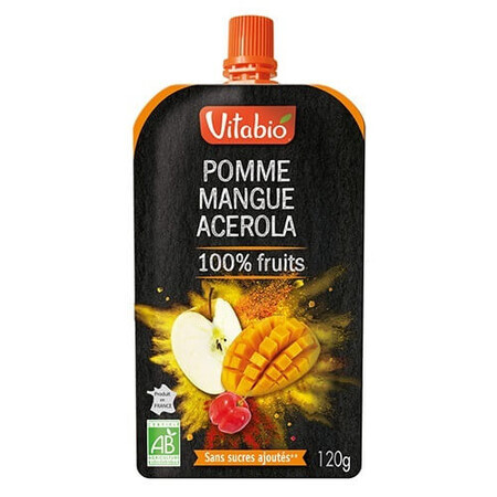 Piure Pouch Bio Desert din mar, mango și acerola, 120g, VitaBio