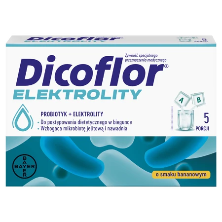 Dicoflor Elektrolity, für Kinder und Erwachsene, Bananengeschmack, 10 Portionsbeutel