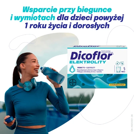 Dicoflor Elektrolity, für Kinder und Erwachsene, Bananengeschmack, 10 Portionsbeutel