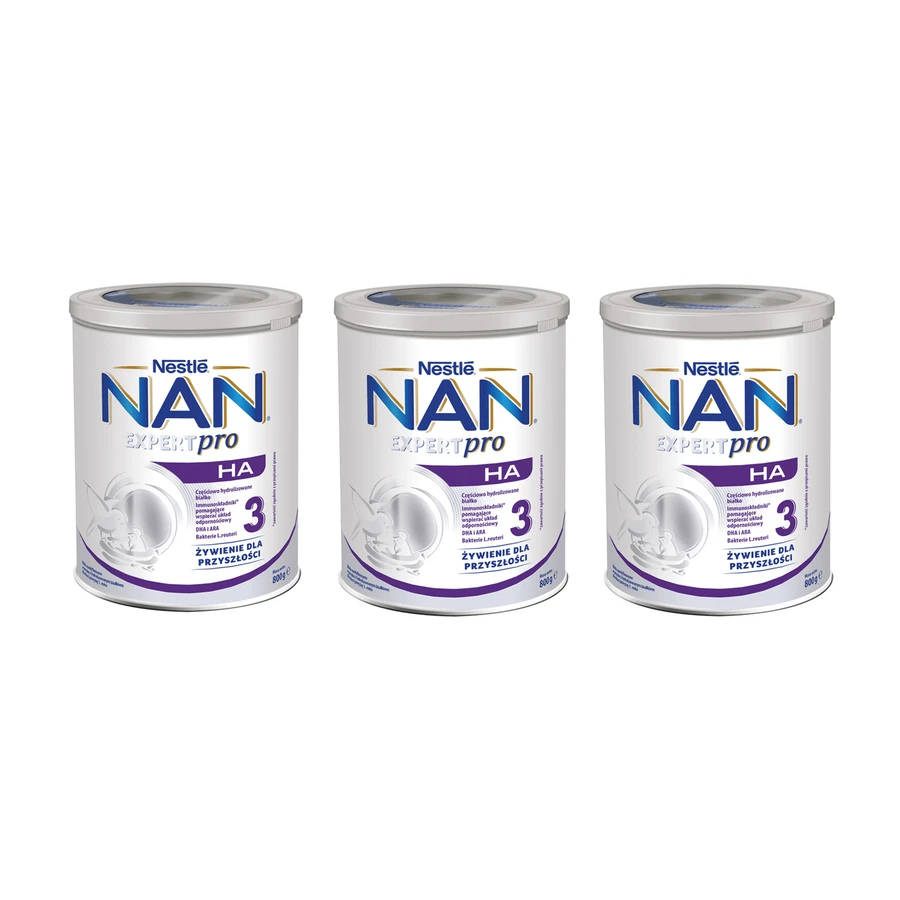 Set Nestle NAN Expertpro HA 3, latte modificato per bambini di età superiore a 1 anno, 3 x 800 g