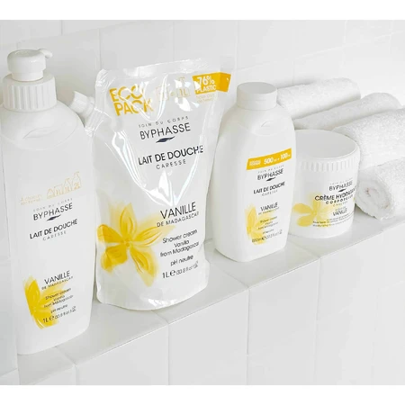 Byphasse, crema corporal hidratante con extracto de vainilla, 500 ml