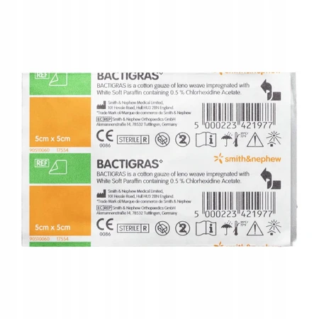 Bactigras, Paraffinverband, steril, 5 cm x 5 cm, 50 Stück