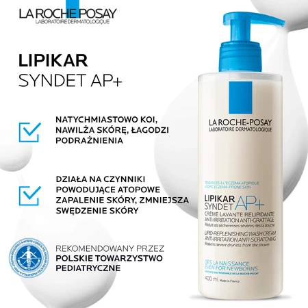 Set La Roche-Posay Cicaplast Baume B5+, loțiune regenerantă calmantă, 100 ml + Lipikar Syndet AP+, cremă de curățare corporală, de la naștere, 400 ml + cutie mini produse gratuită