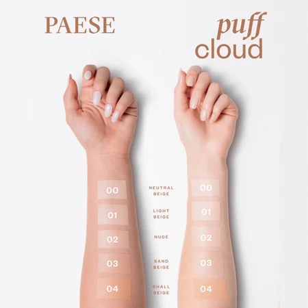Paese Puff Cloud, satijnen gezichtsfoundation met vervagingseffect, 01 Licht Beige, SPF 20, 37 ml