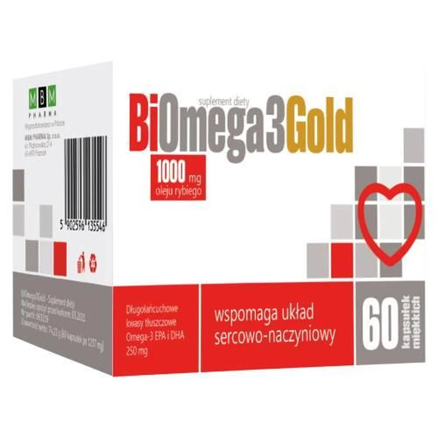 BiOmega3Gold 1000 mg huile de poisson, 60 gélules