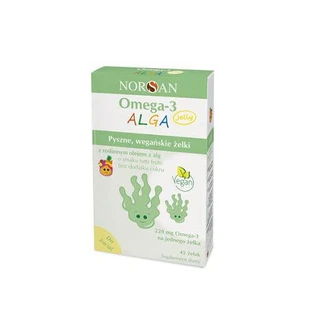 Norsan Omega-3 Algengelei met plantaardige algenolie in tutti frutti-smaak, 45 stuks