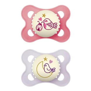 MAM Original Night Orthodontic dummy 2-6m Planet Love Girl glow-in-the-dark, 2pcs