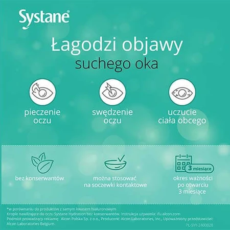 Systane Hydration picături oftalmologice fără conservant, 10 ml