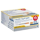 PIC Insulinespuiten Wegwerp insulinespuit 0,5 ml G29 0,33 mm x 12,7 mm, 100 stuks.