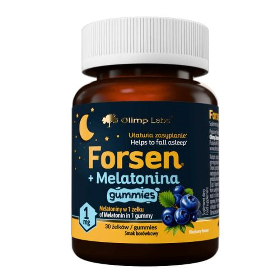 Olimp Forsen + Melatonine 1 mg gelei, bosbessensmaak, 30 stuks