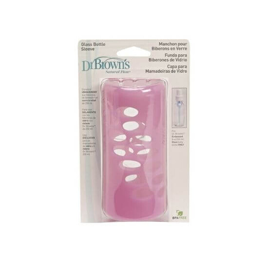 Protectie pentru biberon din sticla, roz, 240ml, Dr. Browns