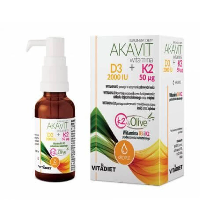 VITADIET Akavit Vitamine D3 2000 IE + K2 50µg, 29,4 ml