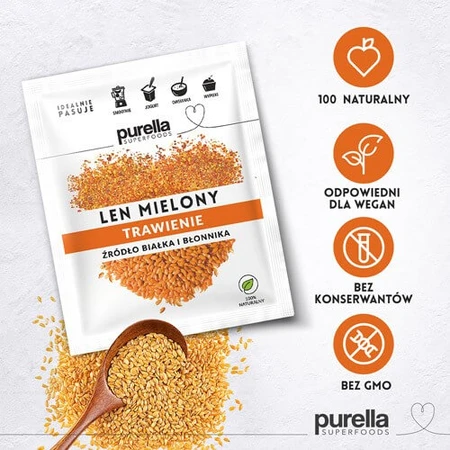 PURELLA Len mielony odtłuszczony, 180 g: ceny i cechy