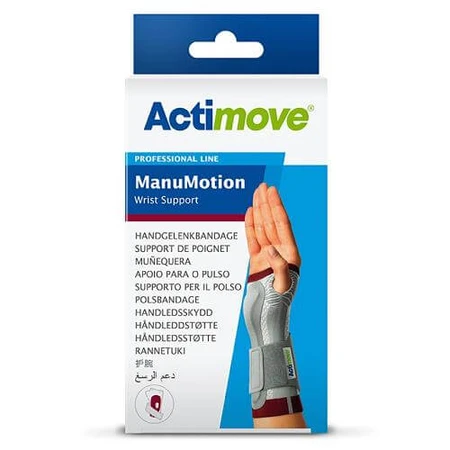 Actimove Professional Line ManuMotion Handgelenkstabilisierungsorthese mit Verstärkung und medizinischer Kompression (L) links weiß