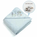 Libra- Coperta da bagno per neonati con cappuccio 95cmx95cm Blu