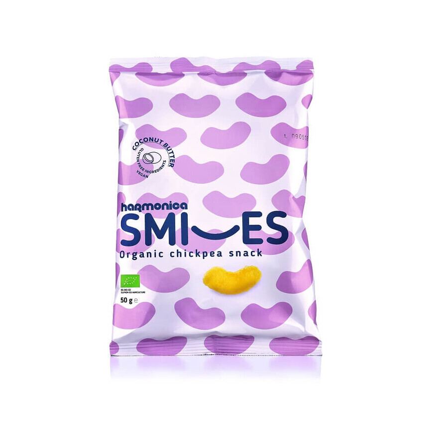 Pufuleti Smiles Bio din naut cu unt de cocos, 50 gr, Harmonica