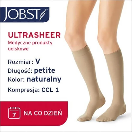 JOBST ULTRASHEER Kurzer Kompressionskniestrumpf CCL1 natur, Größe 5 ZP